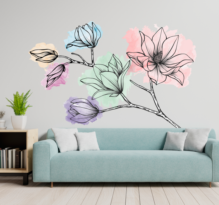 Pastell Magnolie Blume Wandaufkleber - TenStickers