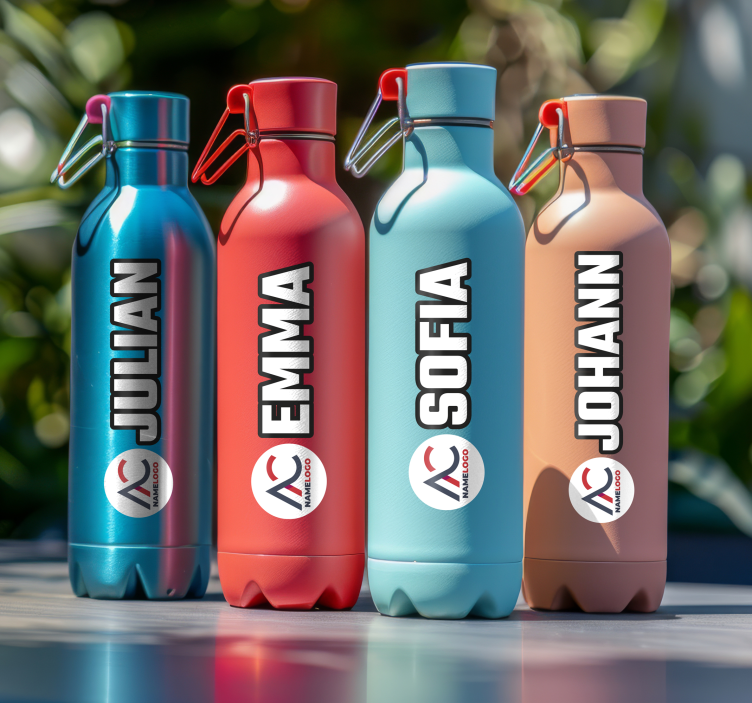 Personalisierter Aufkleber trinkflasche mit name und bild - TenStickers