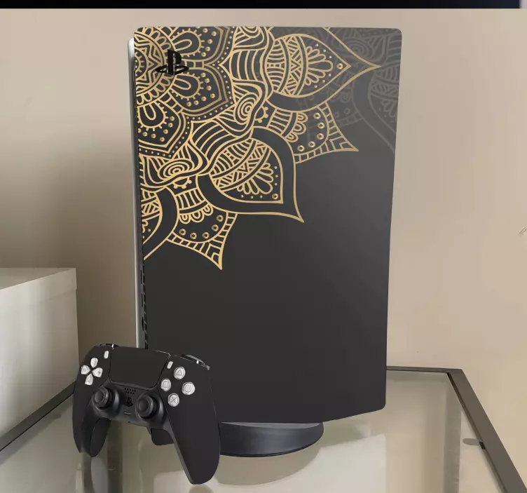 Ps5 skin mit goldenen mandala-mustern - TenStickers
