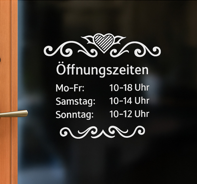 Schaufenster Folie Öffnungszeiten mit herz - TenStickers