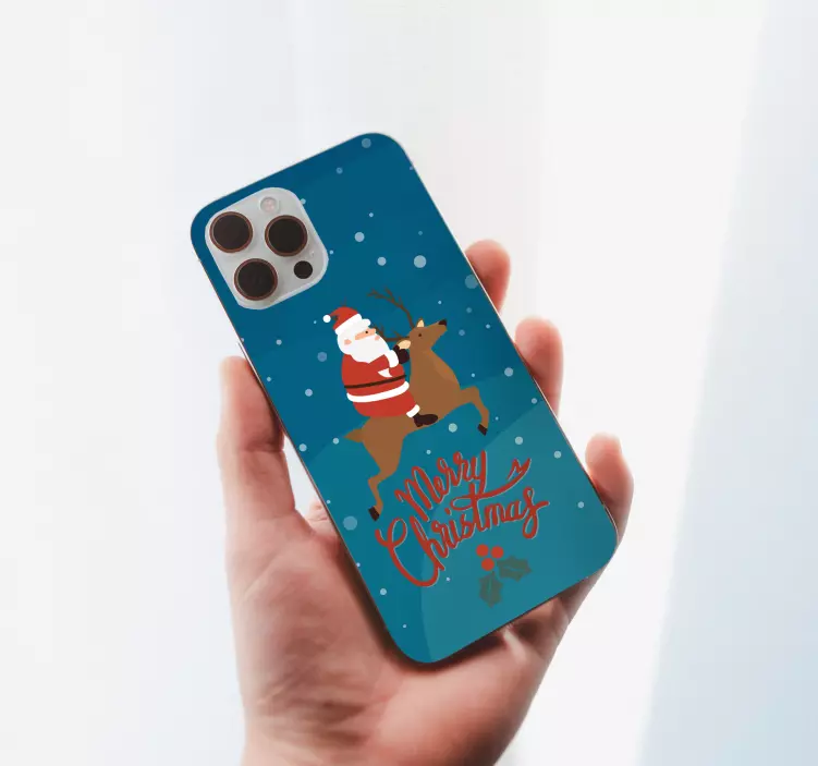 Weihnachtssticker mit weihnachtsmann und rentierdesign - TenStickers