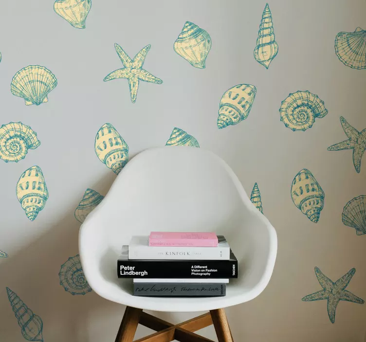 Muschel Aufkleber Handgezeichnete Muschel und seesternblatt - TenStickers