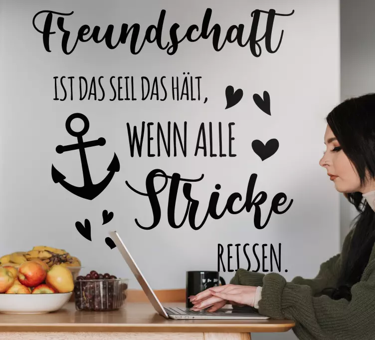 Wandtattoo Zitat Freundschaft gibt dir kraft - TenStickers