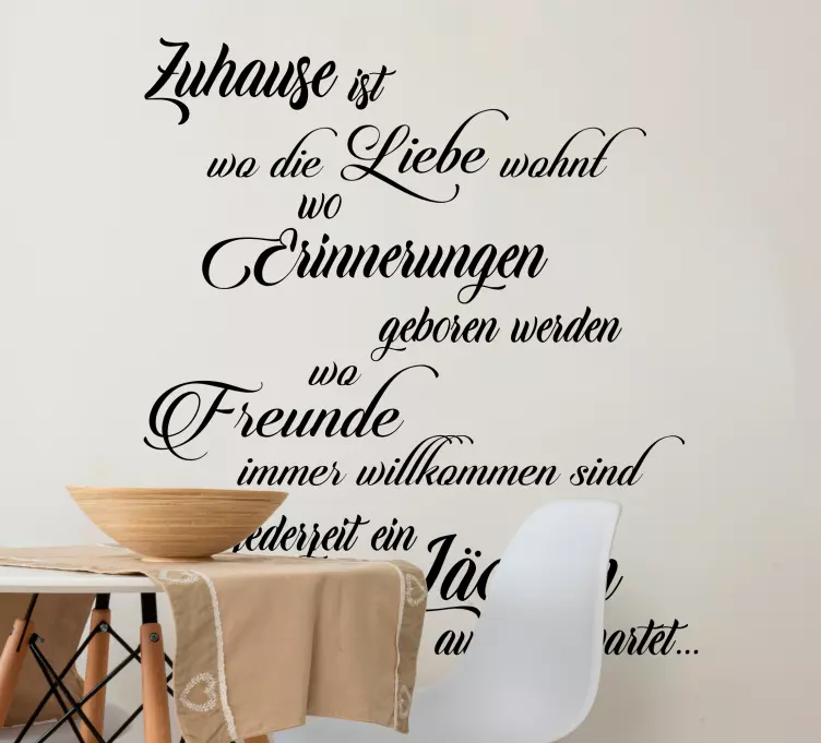 Wandtattoo Zitat Zuhause ist, wo liebe ist - TenStickers