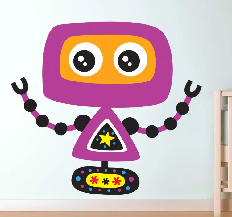 Violetter Roboter Aufkleber - TenStickers
