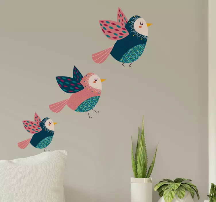 Wandsticker Vogel Süße vögel bunt - TenStickers