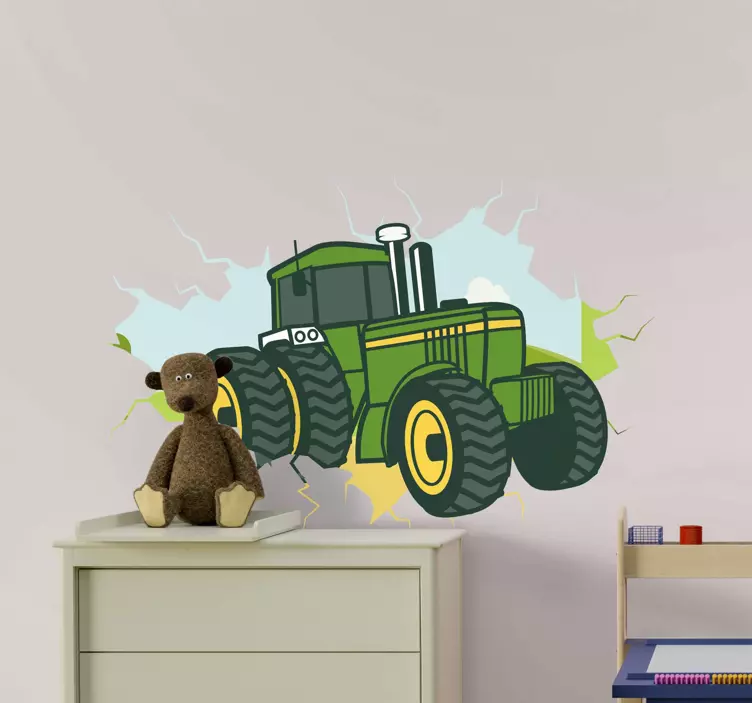 Wandtattoo Zeichnung Traktor 3D john deere - TenStickers
