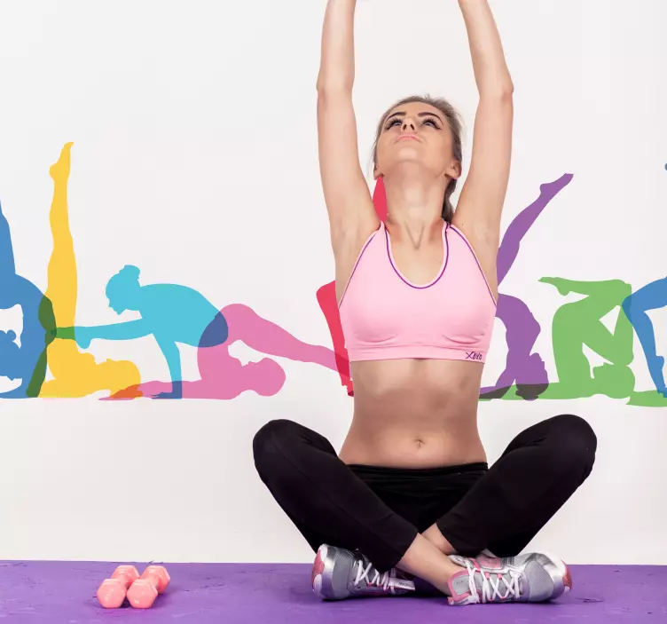Wandfolie Yoga Übungen Silhouetten Bordüre - TenStickers