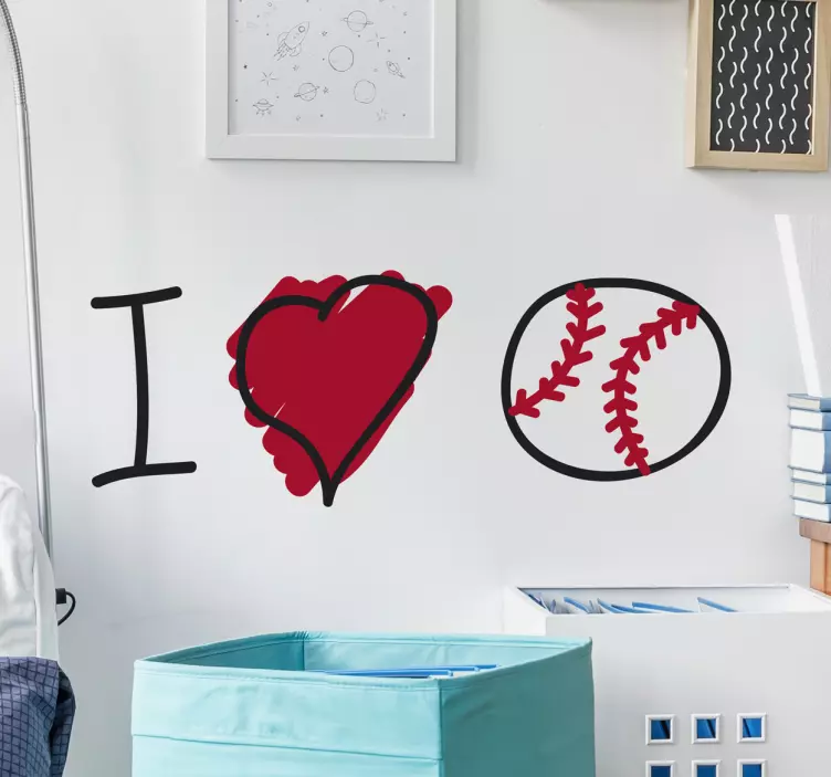Wandsticker I Love Baseball - TenStickers