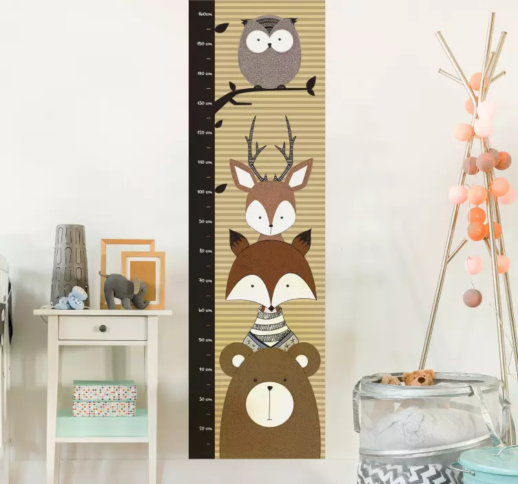 Wandtattoo Messlatte Kindertiere meter - TenStickers