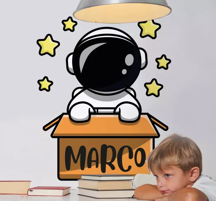 Kinderzimmer Wandtattoo Niedliche astronauten-box-karikatur - TenStickers