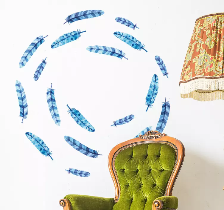 Wandtattoo blaue Federn - TenStickers