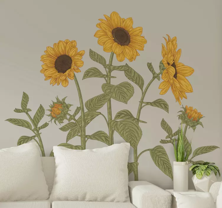 Wandtattoo blumen sonnenblumenarrangement - TenStickers