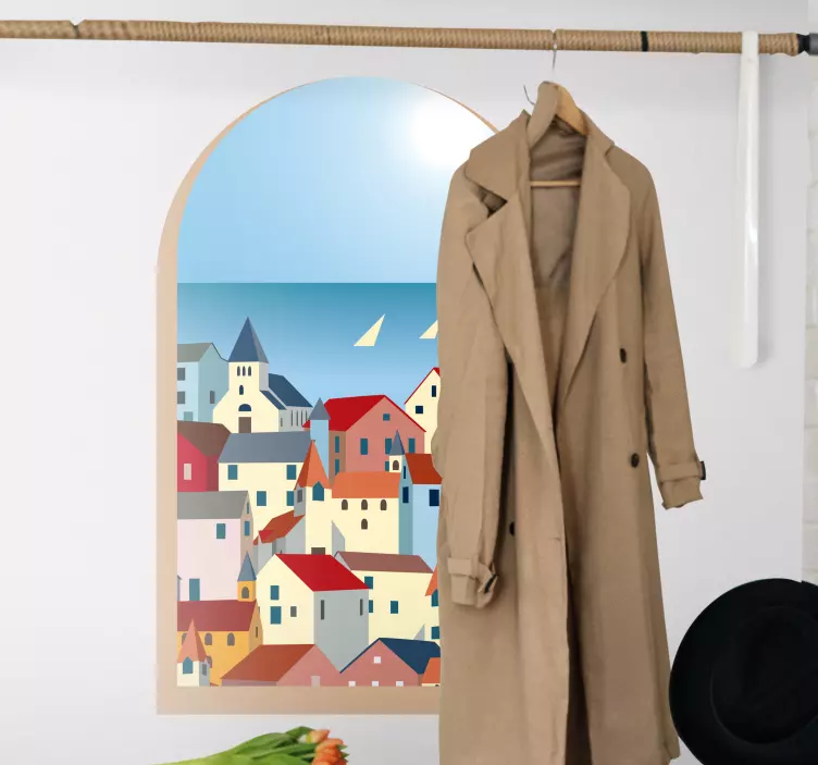 Aufkleber Cartoon griechenland durch ein fenster - TenStickers