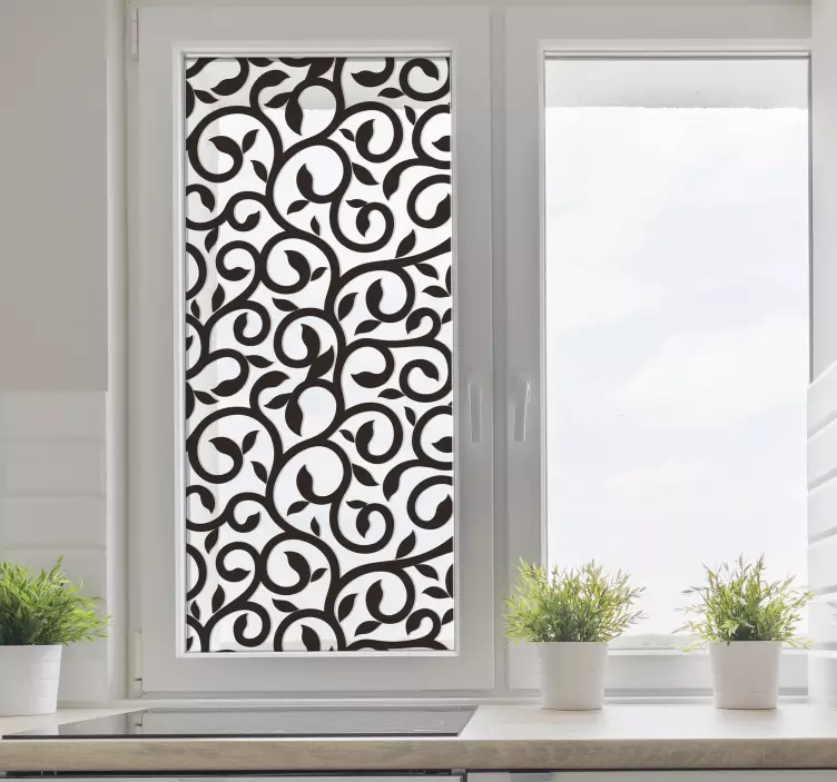 Wandtattoo floral Fenster Pflanze Ornament - TenStickers