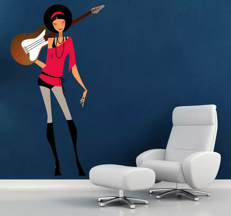 Wandtattoo Frau mit Gitarre - TenStickers