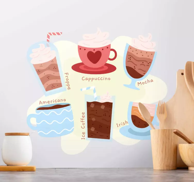 Wandtattoo gastronomie kaffeesorten und aromen - TenStickers