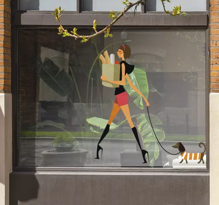 Wandtattoo glamuröse Frau mit Hund - TenStickers