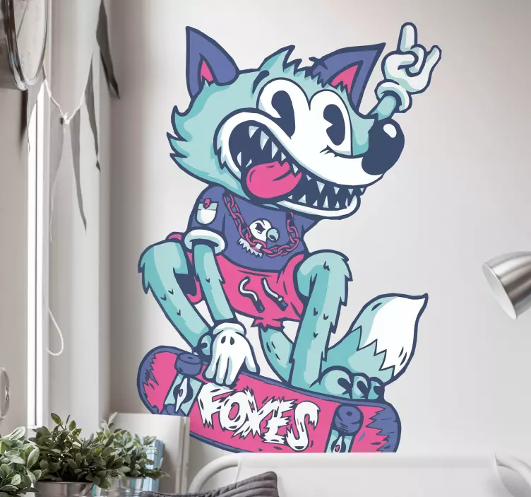 Wandtattoo Jugendzimmer skateboarding fuchs - TenStickers