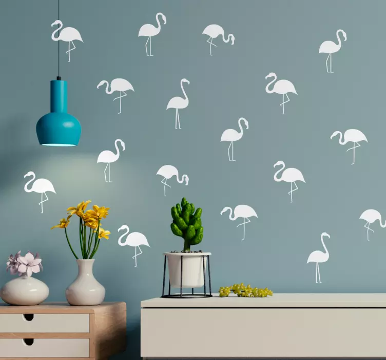 Wandtattoo Jugendzimmer Flamingo Symbole - TenStickers