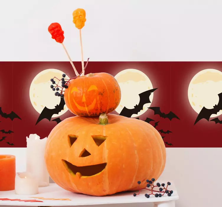 Wandtattoo Jugendzimmer Fledermäuse Mond Halloween - TenStickers