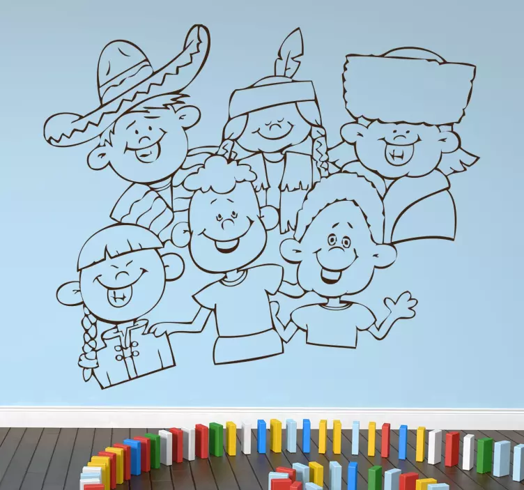 Wandtattoo Kinder verschiedener Nationen - TenStickers