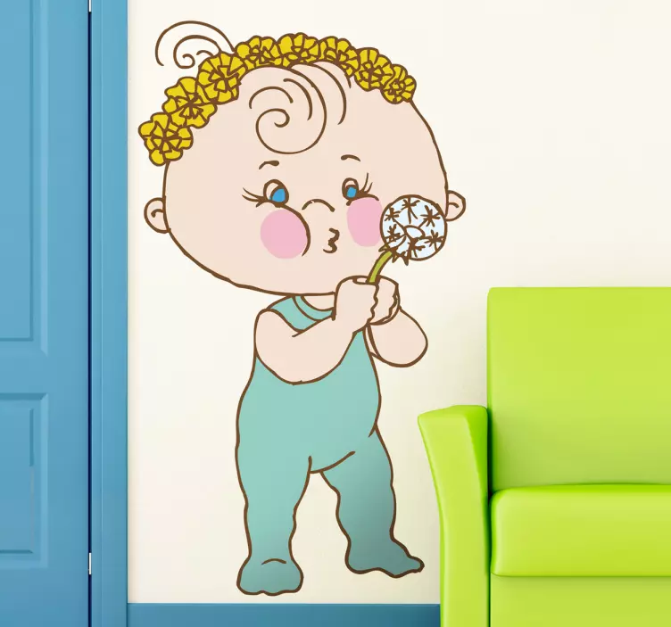 Wandtattoo Kinderzimmer Baby mit Pusteblume - TenStickers