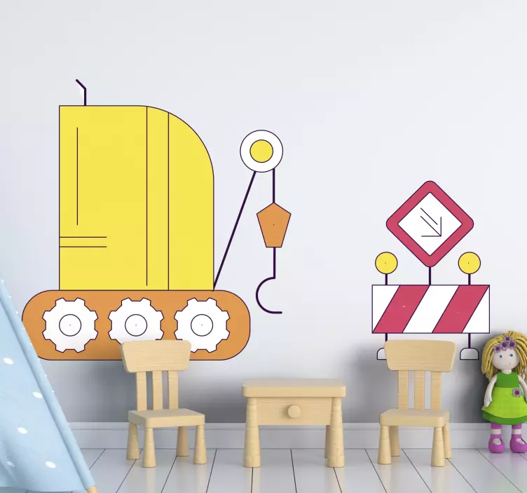 Wandtattoo kinderzimmer baustellenfahrzeug spaß - TenStickers