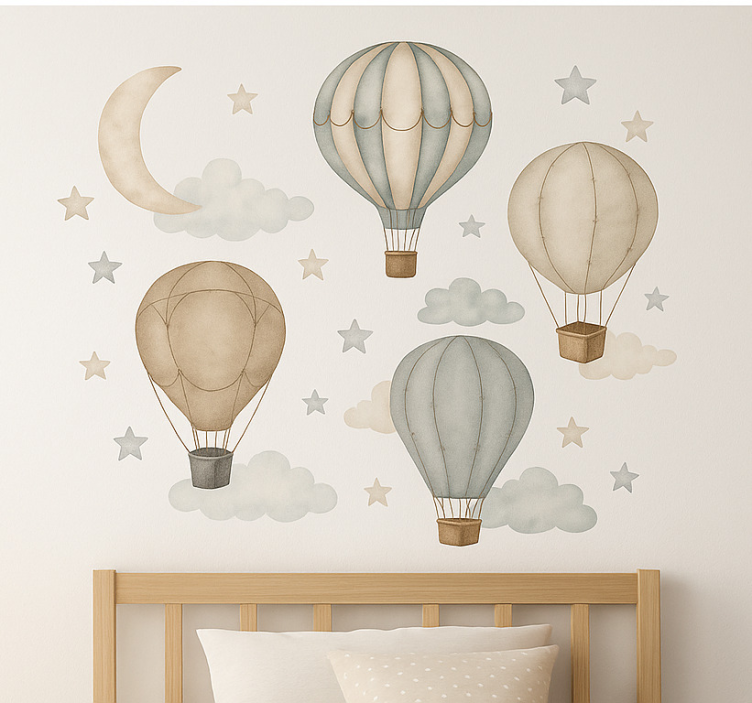 Wandtattoo Kinderzimmer beige sternenballons - TenStickers