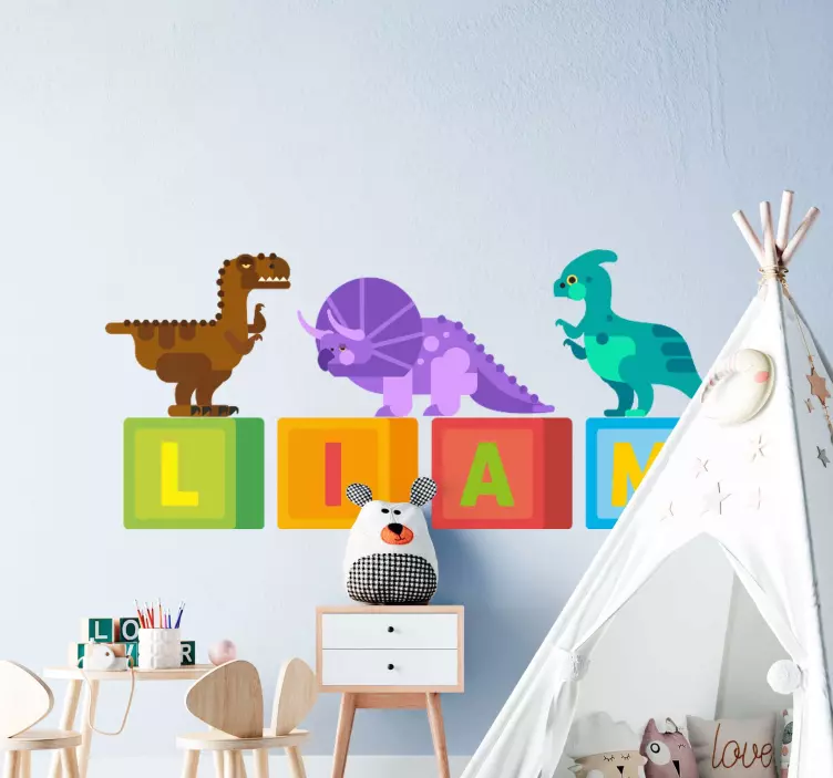 Wandtattoo Kinderzimmer bunte dinosaurierblöcke - TenStickers