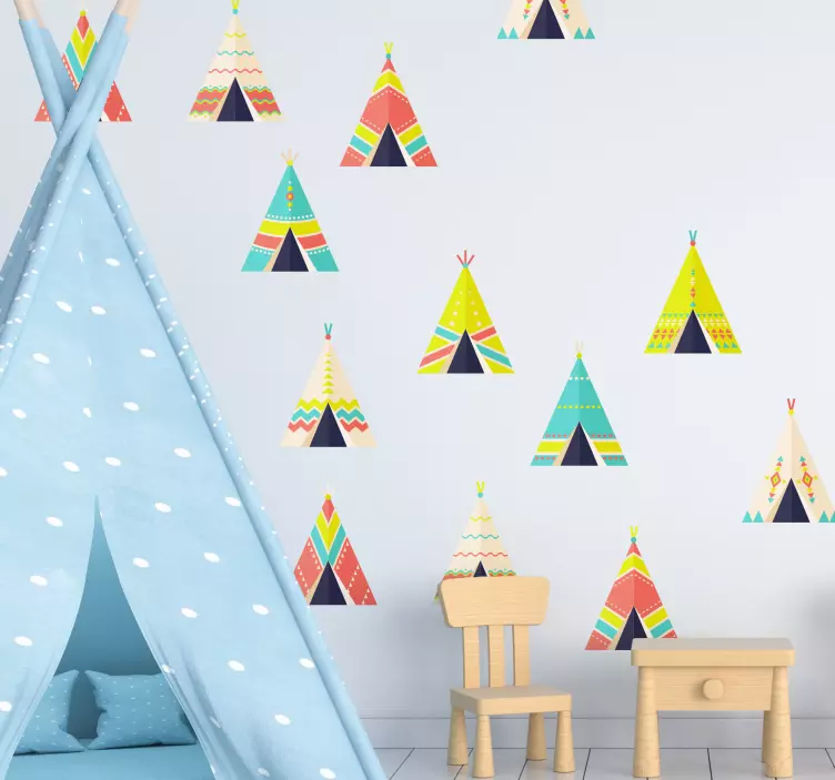 Wandtattoo Kinderzimmer bunte tipi-muster - TenStickers