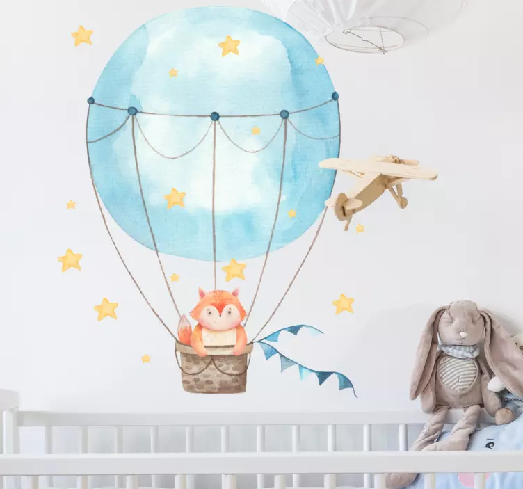 Wandtattoo Kinderzimmer fahrt mit dem heißluftballon - TenStickers