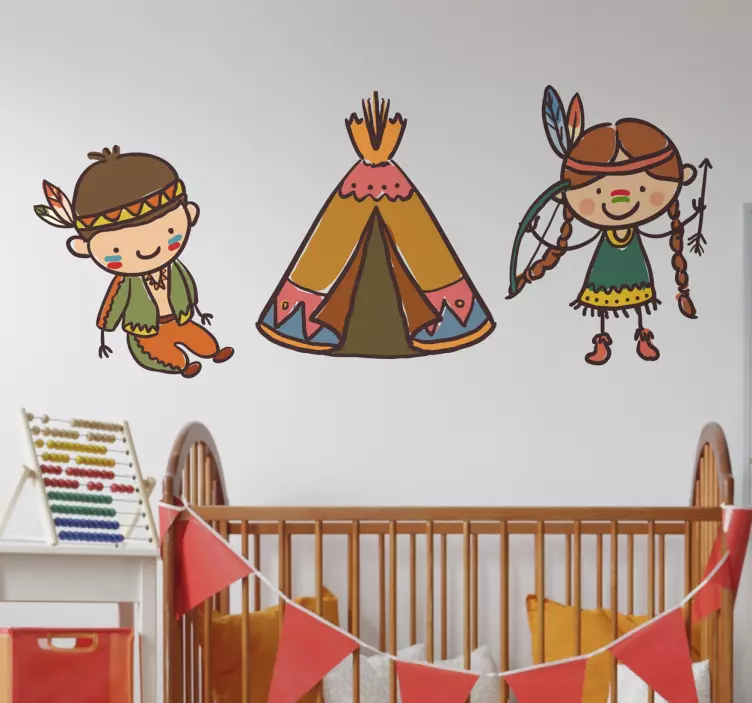Wandtattoo Kinderzimmer Indianerdorf - TenStickers
