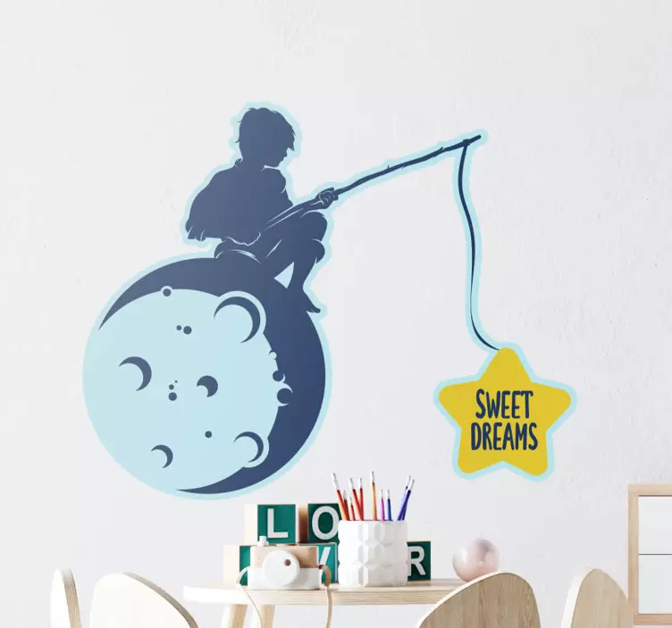 Wandtattoo kinderzimmer kind am angelmond - TenStickers