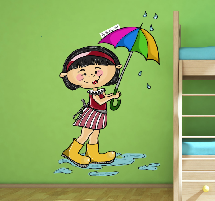 Wandtattoo Kinderzimmer mädchen mit regenschirm - TenStickers