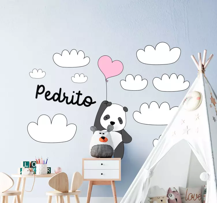 Wandtattoo Kinderzimmer panda mit ballon - TenStickers