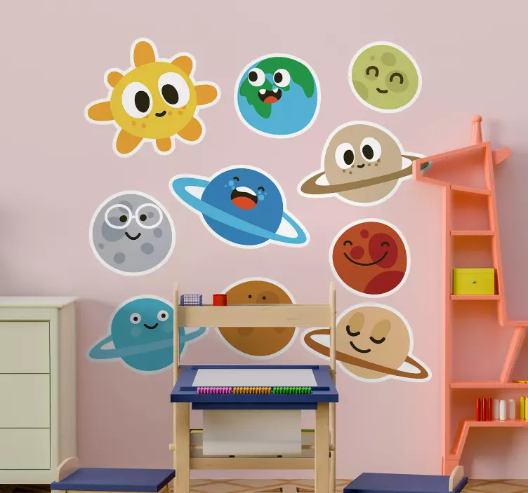 Wandtattoo Kinderzimmer skurrile planetenfiguren - TenStickers