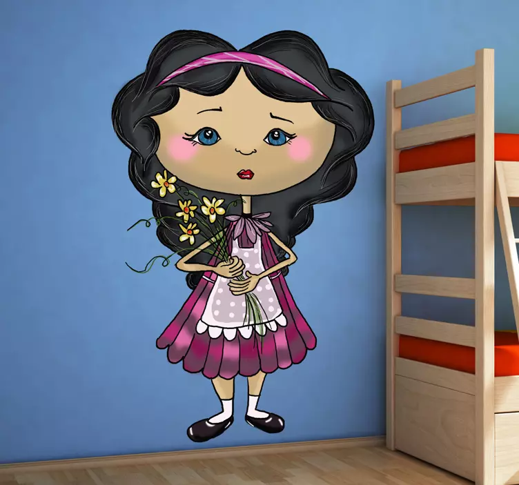 Wandtattoo Mädchen mit Blumenstrauß - TenStickers