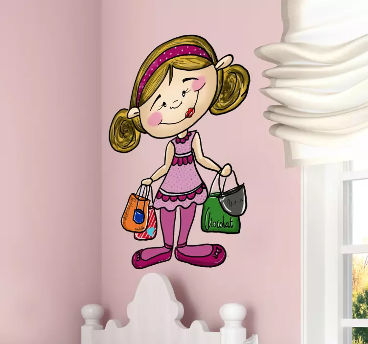 Wandtattoo Mädchen mit Taschen - TenStickers