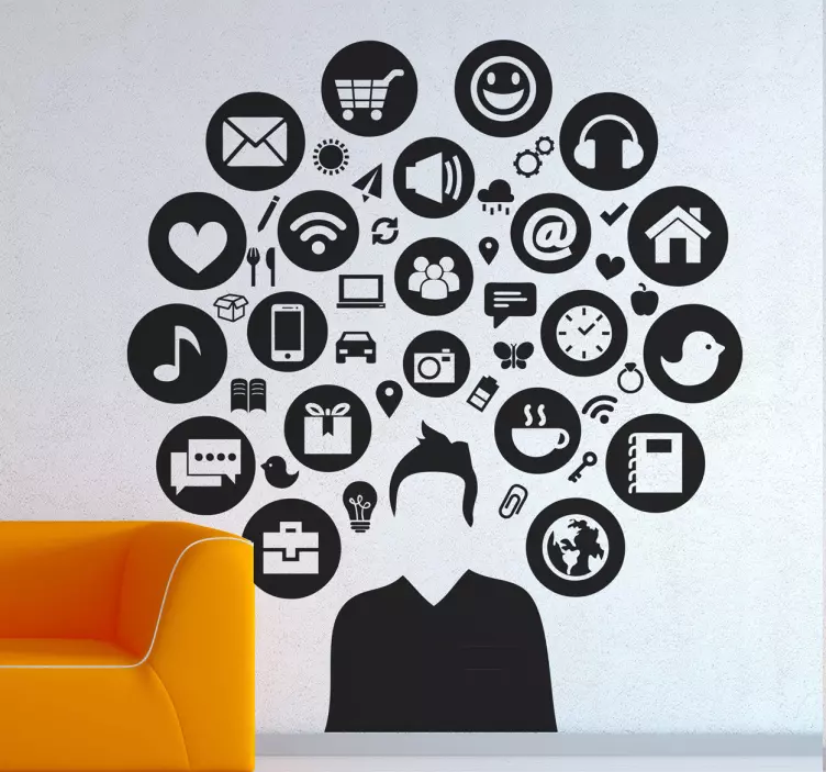 Wandtattoo Mann und Icons - TenStickers