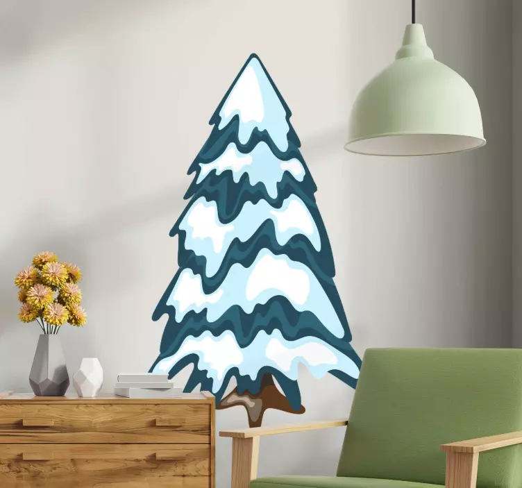 Wandtattoo Natur schneebedeckter immergrüner baum - TenStickers