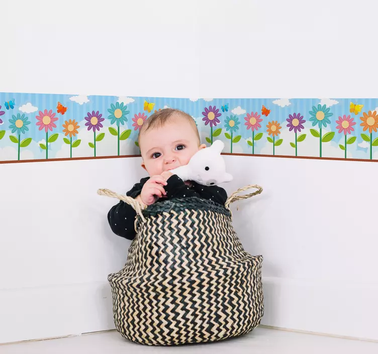 Wandtattoo Ornament Blumen Kinder Wandbordüre - TenStickers