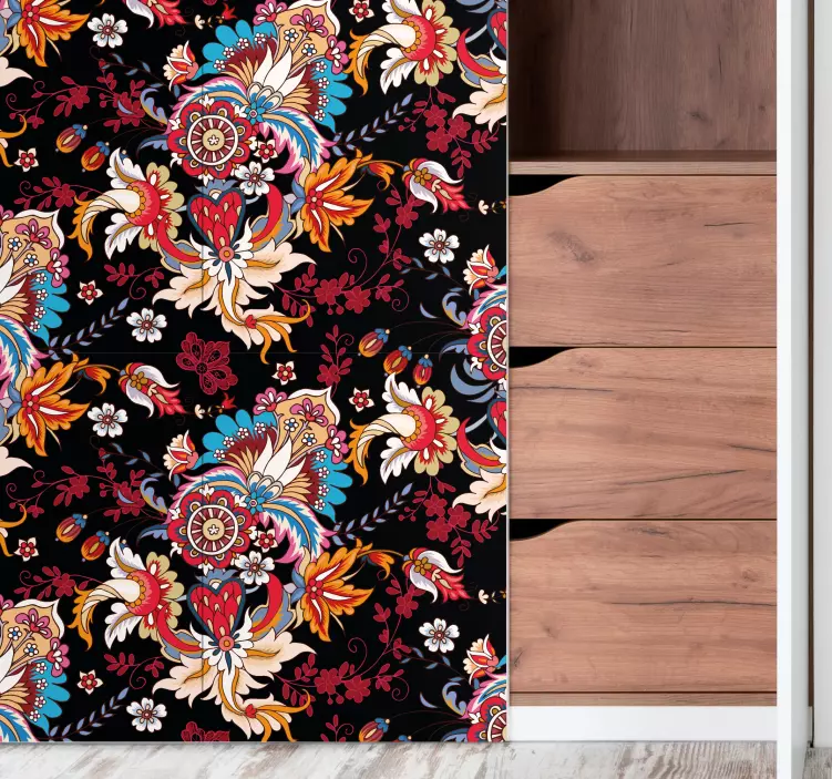 Wandtattoo Ornament lebendiges botanisches motiv - TenStickers