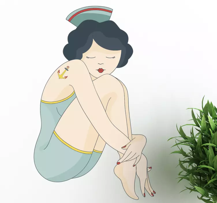 Wandtattoo Pin Up Seefrau - TenStickers