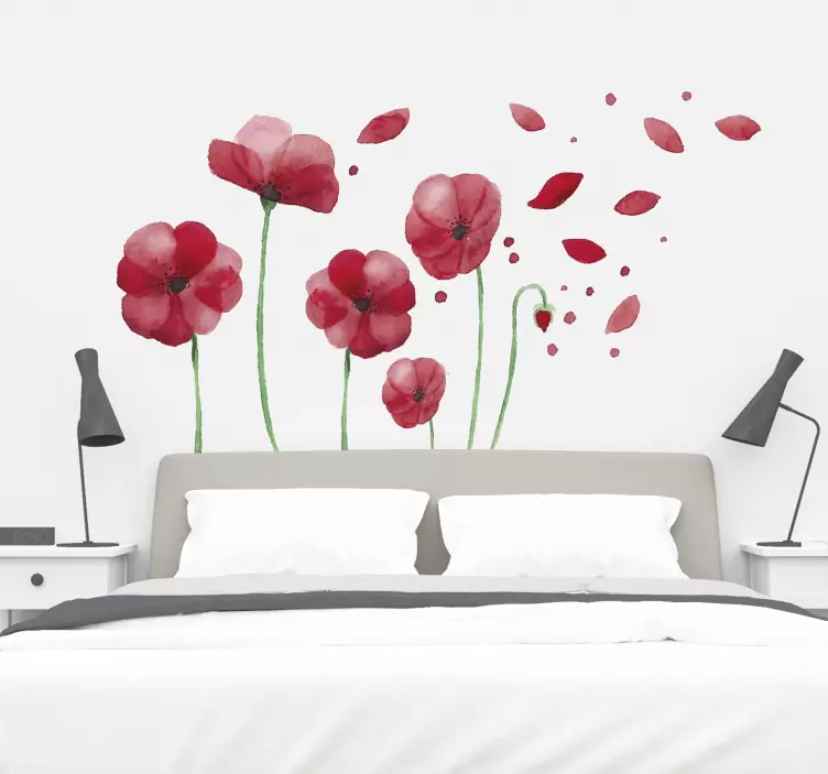 Wandsticker schlafzimmer mohnblumen - TenStickers