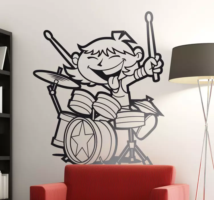 Wandtattoo Schlagzeug spielendes Kind - TenStickers