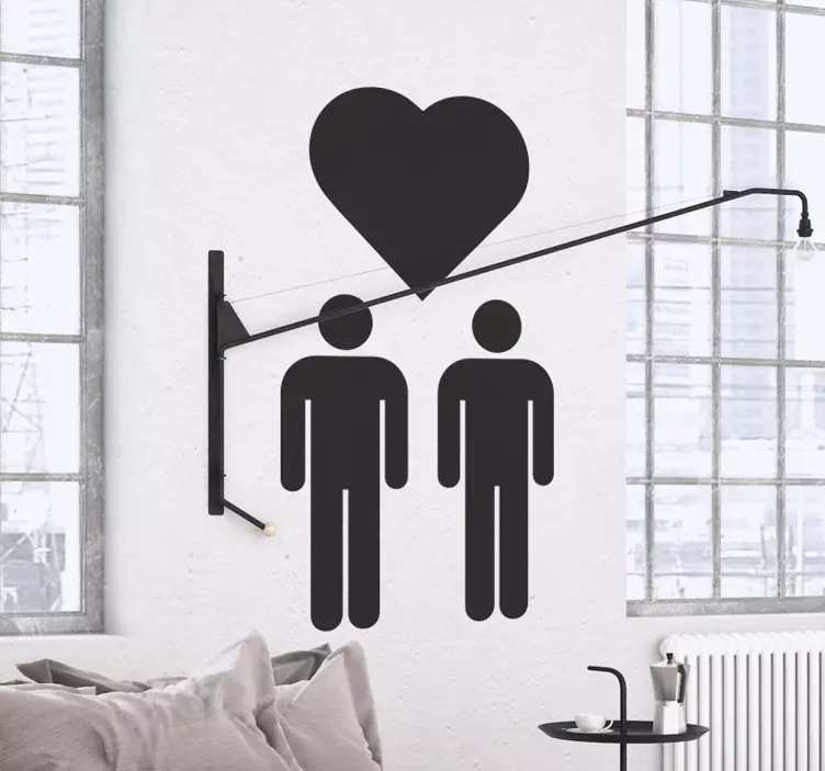 Wandtattoo schwules Paar mit Herz - TenStickers