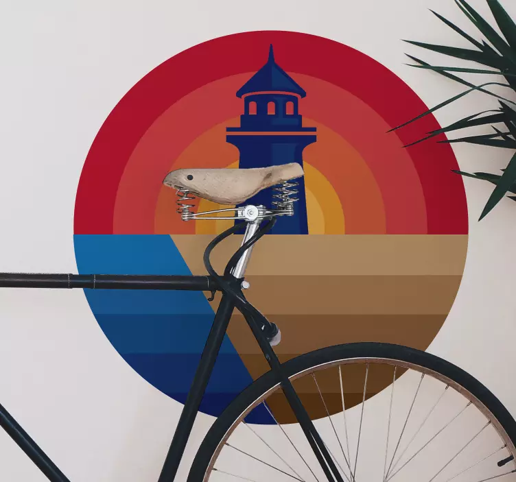 Wandtattoo Strand mit Leuchtturm - TenStickers