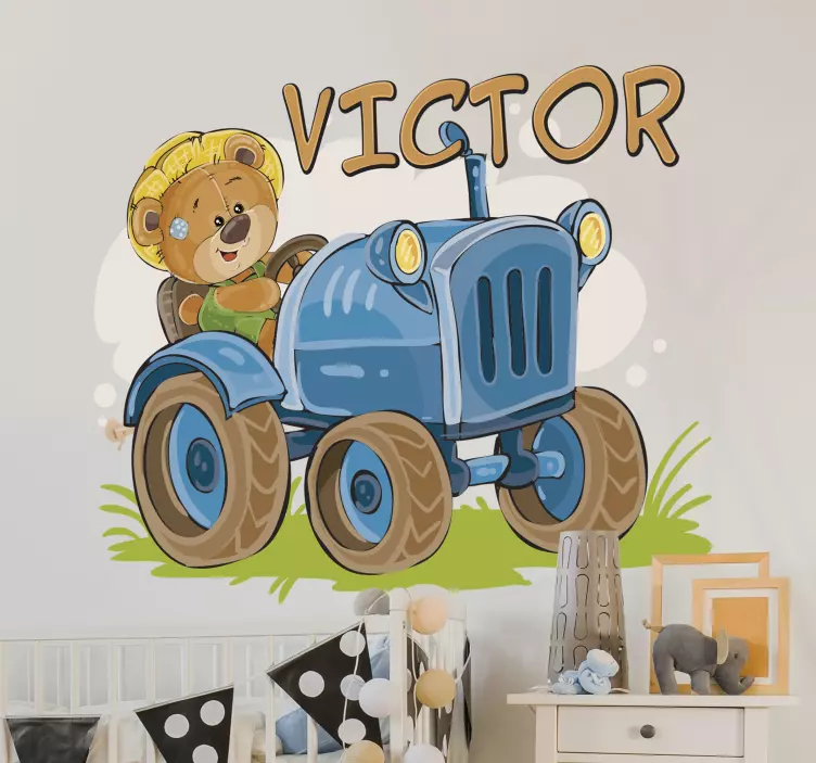 Wandtattoo Tier Teddybär Traktor personalisierbar - TenStickers