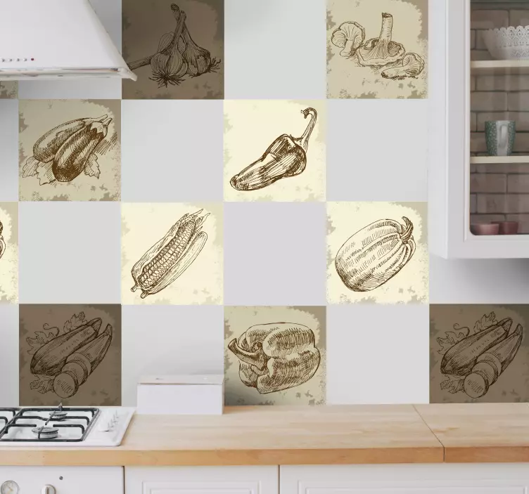 Wandtattoo Vintage Bordüre Gemüse - TenStickers
